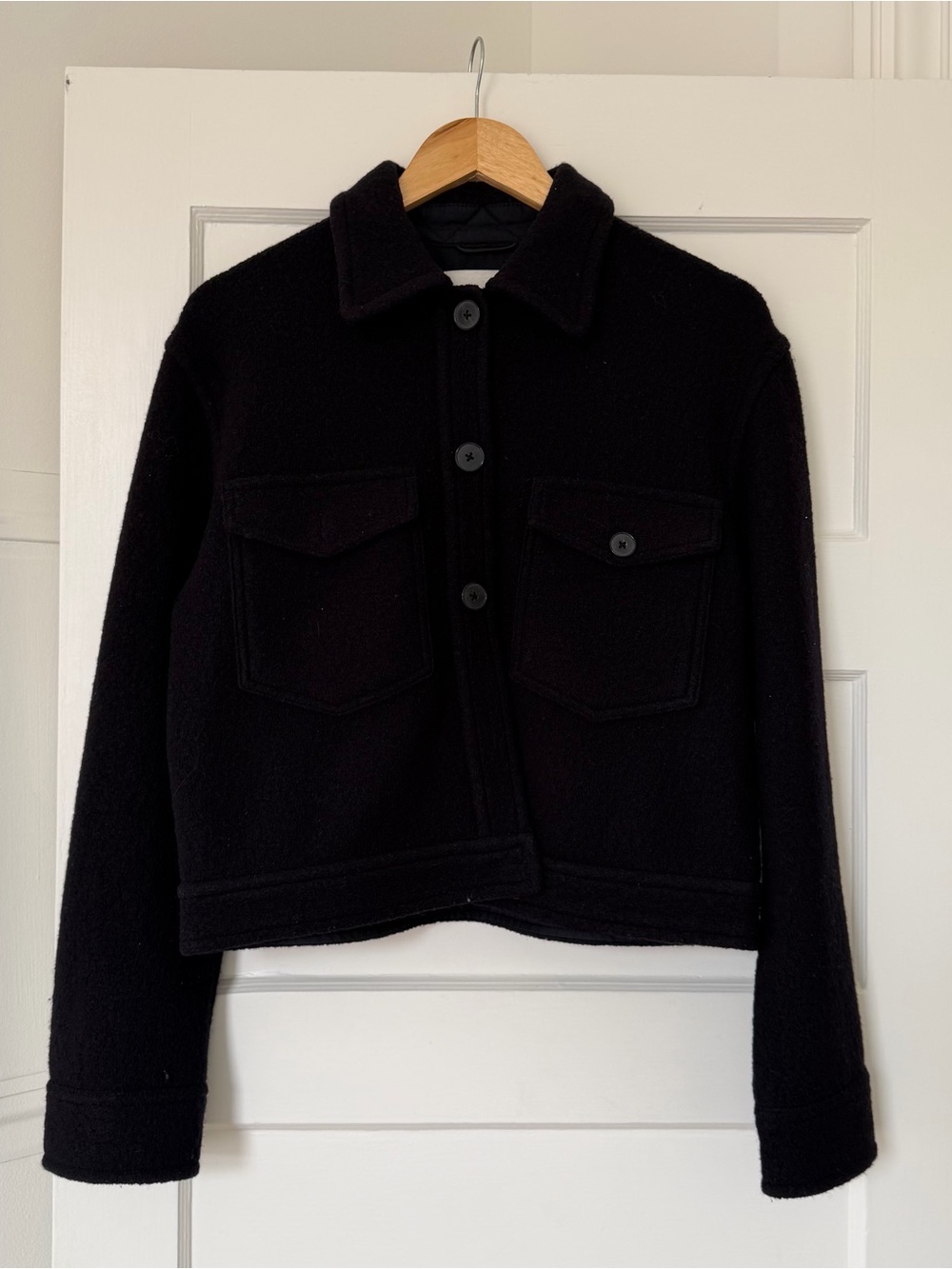 Wilfred Black Cropped Button-Front Jean Jacket